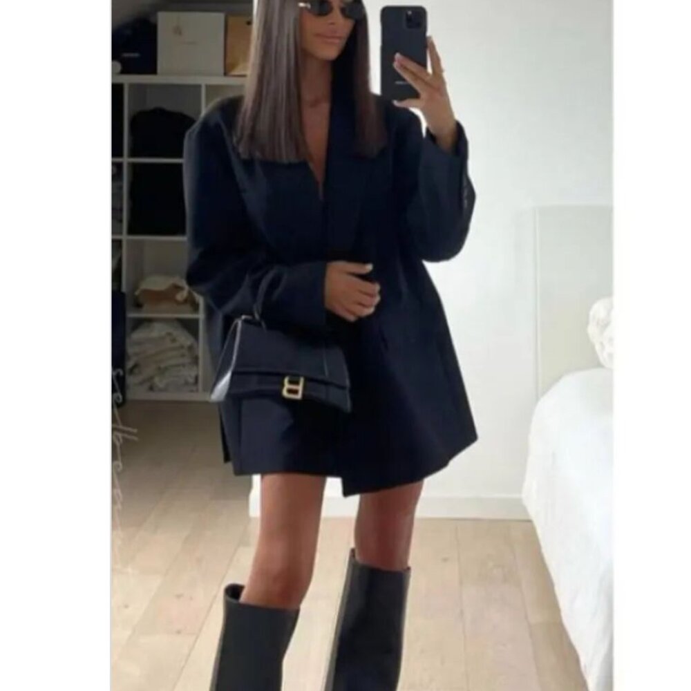 NWT Zara black oversized double breasted blazer